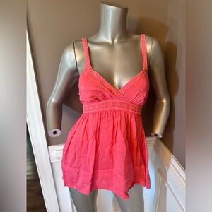 Johnny Was Salmon Pink Embroidered  Floral Tank Top Sz S